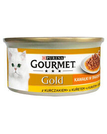 GOURMET Gold Sauce Delights Nassfutter mit Huhn in Soße für adulte Katzen 24x85 g