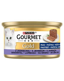 GOURMET Gold Nassfutter mit Lamm Mousse für adulte Katzen 24x85g