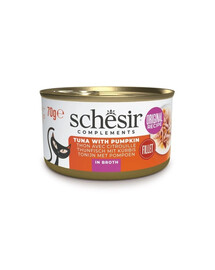SCHESIR Nassfutter Thunfisch mit Kürbis in Brühe für Katzen 12x70 g