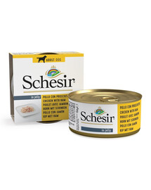 SCHESIR Nassfutter Huhn mit Schinken in Gelee für Hunde 6x150 g