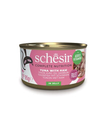 SCHESIR Nassfutter Thunfisch mit Schinken in Gelee für Katzen 6x85 g
