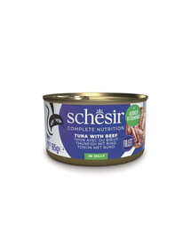 SCHESIR Nassfutter Thunfisch mit Rind in Gelee für Katzen 12x85 g