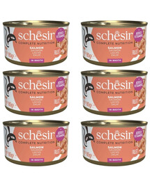 SCHESIR Nassfutter Lachs in Brühe für Katzen 6x85 g