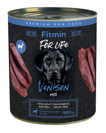 FITMIN For Life Venison Pate Nassfutter Pastete Wild für Hunde 800g
