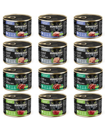 SUPER RAFI Nassfutter Mix 4 Geschmacks für adulte Katzen getreidefrei 12x185g