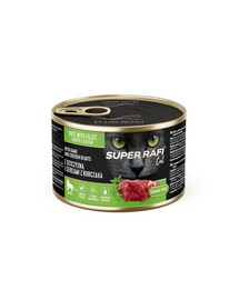 SUPER RAFI Nassfutter mit Wild und Hühnerherzen für adulte Katzen getreidefrei 185g
