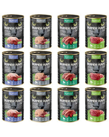 SUPER RAFI Nassfutter Mix 4 Geschmacks für adulte Katzen getreidefrei 12x400g