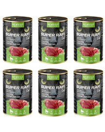 SUPER RAFI Nassfutter mit Wild und Hühnerherzen für adulte Katzen getreidefrei 6x400g