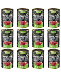 SUPER RAFI Nassfutter mit Wild und Hühnerherzen für adulte Katzen getreidefrei 12x400g