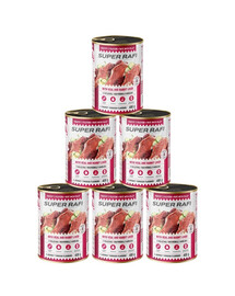 SUPER RAFI Nassfutter mit Kalbfleisch und Kaninchenleber für adulte Hunde getreidefrei 6x400 g