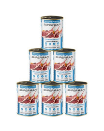 SUPER RAFI Nassfutter mit Lammfleisch und Putenherzen für adulte Hunde getreidefrei 6x400 g
