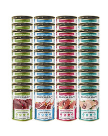SUPER RAFI Nassfutter Mix 4 Geschmacks für adulte Hunde getreidefrei 48x400 g