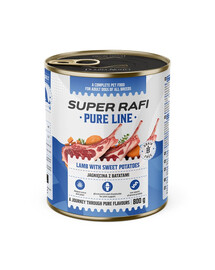 SUPER RAFI Pure Line Nassfutter Lamm mit Süßkartoffeln für adulte Hunde getreidefrei 800g