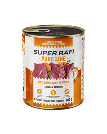 SUPER RAFI Pure Line Nassfutter Ente mit Süßkartoffeln für adulte Hunde getreidefrei 800g