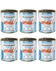 SUPER RAFI Pure Line Junior Nassfutter mit Lamm und Süßkartoffeln für Welpen getreidefrei 6x800g
