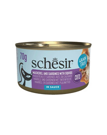 SCHESIR Grill Sardinen und Makrelen in Soße für Katzen getreidefrei 70 g