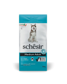SCHESIR Medium Adult Trockenfutter mit Fisch für adulte Hunde mittelgroßer Rassen 12 kg