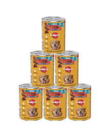 PEDIGREE Adult puszka 6x400 g mokra karma pełnoporcjowa dla dorosłych psów z 3 rodzajami: wołowiną, jagnięciną i kurczakiem, w musie