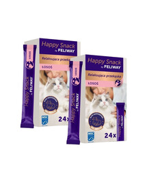 FELIWAY Happy Snack Salmon 48x15 g z łososiem, relaksująca przekąska dla wszystkich kotów