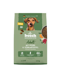 BOSCH Trockenfutter mit Pferd und Süßkartoffel ohne Weizen für adulte Hunde 2,5 kg