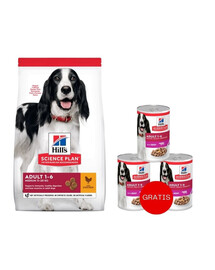 HILL'S Science Plan Adult Medium breed mit Huhn 14 kg + 3 Dosen GRATIS