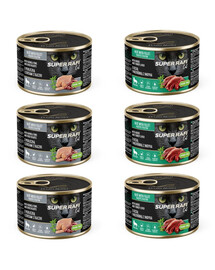 SUPER RAFI Cat Nassfutter Perlhuhn und Entenherzen & Gans und Putenleber für sterilisierten Katzen 6x185g
