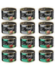 SUPER RAFI Cat Nassfutter Perlhuhn und Entenherzen & Gans und Putenleber für sterilisierten Katzen 12x185g