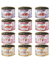SUPER RAFI Mini Nassfutter Mix 4 Geschmacks für adulte kleine Hunderassen 12x185g