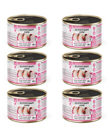 SUPER RAFI Mini Nassfutter mit Pute und Kaninchenleber für adulte kleine Hunderassen 6x185g