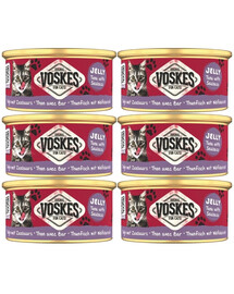 VOSKES Nassfutter mit Thunfisch und Seebarsch in Gelee für Katzen 6x85 g