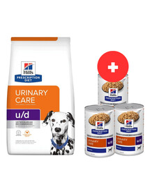 HILL'S Prescription Diet Canine U/D Urinary Care für Hunde mit empfindlichem Harntrakt 10 kg + 3 Dosen GRATIS