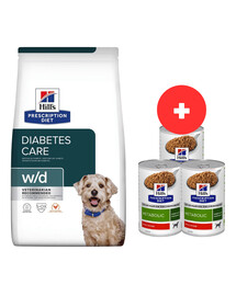 HILL'S Prescription Diet w/d Diabetes Care Huhn Adult für Hunde, die zur Gewichtszunahme neigen / nach Kastration 10 kg + 3 Dosen GRATIS