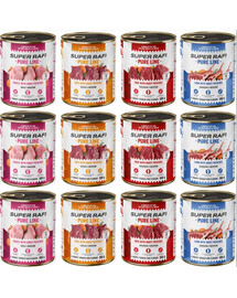 SUPER RAFI Pure Line Nassfutter Mix 4 Geschmacks für adulte Hunde getreidefrei 12x800g
