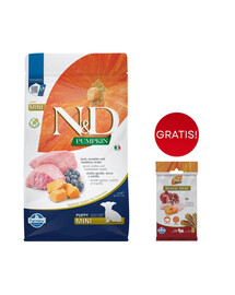 FARMINA N&D GF Pumpkin Lamb & Blueberry Puppy Mini 2.5 kg + Snack Dental Treat Chicken Pomegranate Mini 60 g GRATIS!
