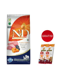 FARMINA N&D Pumpkin lamb&blueberry Adult Medium Maxi 12 kg + Snacks Dental Treat Chicken Pomegranate Medium/Maxi 2x100 g GRATIS!