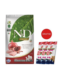 FARMINA N&D Prime dog Adult Medium & Maxi chicken & pomegranate 12 kg + Snack Dental Treat Fresh breath Medium/Maxi 2x100 g GRATIS