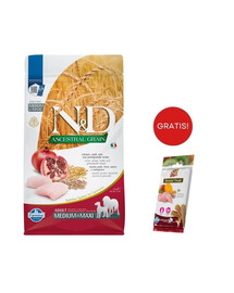 FARMINA N&D Ancestral Grain dog Adult Medium & Maxi Chicken & pomegranate 2,5 kg + Snack Dental Treat Chicken Medium/Maxi 100 g GRATIS