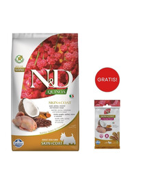 FARMINA N&D Quinoa Dog Skin&Coat Adult Mini quail, coconut 2.5 kg + Snack Dental Treat Skin Coat Quail Mini 60 g GRATIS!