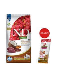 FARMINA N&D Quinoa Dog Adult Medium&Maxi Skin&Coat Venison & Coconut 7 kg + Snack Dental Treat Skin Coat Quail Medium/Maxi 100 g GRATIS!