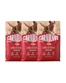 CARNILOVE Active Trockenfutter Lamm und Wildschwein für adulte Hunde getreidefrei 3x4 kg