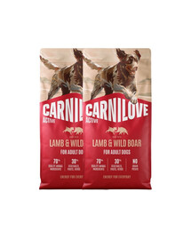 CARNILOVE Active Trockenfutter Lamm und Wildschwein für adulte Hunde getreidefrei 2x12 kg