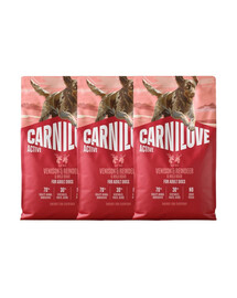 CARNILOVE Active Trockenfutter Wild, Rentier und Wildschwein für adulte Hunde getreidefrei 3x4 kg