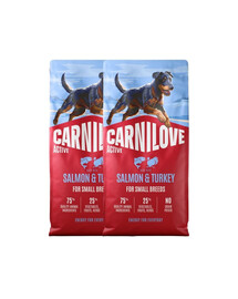 CARNILOVE Active Adult Small Breeds Trockenfutter Lachs und Pute für adulte Hunde kleiner Rassen getreidefrei 2x12 kg