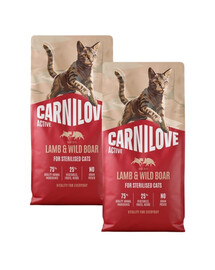 CARNILOVE Active Sterilised Trockenfutter Lamm und Wildschwein für sterilisierten Katzen 2x6 kg