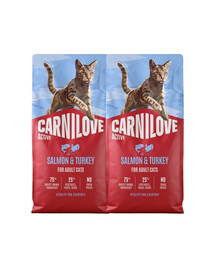 CARNILOVE Active Trockenfutter mit Lachs und Pute für alle adulte Katzen getreidefrei 2x6 kg