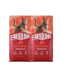 CARNILOVE Active Sterilised Trockenfutter Rind und Wild für sterilisierten Katzen 2x6 kg