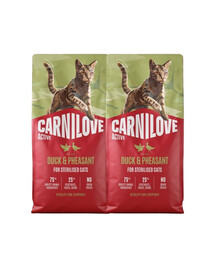 CARNILOVE Active Sterilised Trockenfutter Ente und Fasan für sterilisierten Katzen getreidefrei 2x6 kg