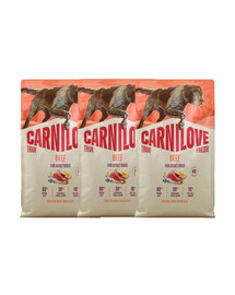 CARNILOVE True Fresh Trockenfutter mit Rind für adulte Hunde getreidefrei 3x4 kg