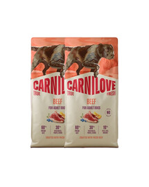 CARNILOVE True Fresh Trockenfutter mit Rind für adulte Hunde getreidefrei 2x12 kg