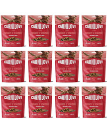 CARNILOVE Dog Jerky Turkey with Venision 12x100g przysmaki z indykiem i dziczyzną dla dorosłych psów